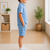 Blue printed cotton blend kids cord set