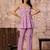 Pink floral printed cotton co-ord set with straight pant for women