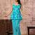 Turquoise floral printed cotton co-ord set with straight pant for women