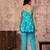 Turquoise floral printed cotton co-ord set with straight pant for women