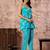 Turquoise floral printed cotton co-ord set with straight pant for women