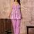 Pink floral printed cotton co-ord set with straight pant for women