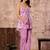 Pink floral printed cotton co-ord set with straight pant for women