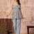 Blue floral printed cotton co-ord set with straight pant for women