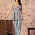 Blue floral printed cotton co-ord set with straight pant for women