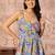Blue floral printed cotton co-ord set with straight pant for women