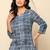 Navy-blue floral printed cotton co-ord set with straight pant for women