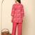 Red floral printed cotton co-ord set with straight pant for women