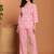 Pink floral printed cotton co-ord set with straight pant for women