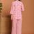 Pink floral printed cotton co-ord set with straight pant for women