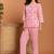 Pink floral printed cotton co-ord set with straight pant for women