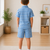 Blue printed cotton blend kids cord set