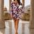 Purple floral printed cotton stitched flared dress for women