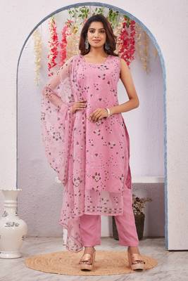 Onion siroski work rangoli straight cut dress material unstitched 1