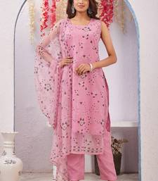 Onion siroski work rangoli straight cut dress material unstitched