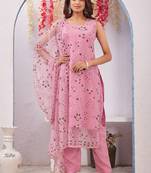Onion siroski work rangoli straight cut dress material unstitched