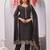 Black siroski work crunchy straight cut dress material unstitched
