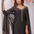Black siroski work crunchy straight cut dress material unstitched