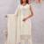 Off white siroski work crunchy straight cut dress material unstitched