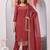 Maroon siroski work crunchy straight cut dress material unstitched