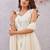 Off white siroski work crunchy straight cut dress material unstitched