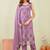 Purple siroski work rangoli straight cut dress material unstitched
