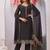 Black siroski work crunchy straight cut dress material unstitched