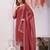 Maroon siroski work crunchy straight cut dress material unstitched
