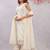 Off white siroski work crunchy straight cut dress material unstitched