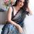 Royal blue digital print crepe silk saree with mirror work blouse