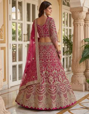 RANI PINK COLOUR Sequins & Cording Embroidered Butterfly Net Lehenga Choli Set 3