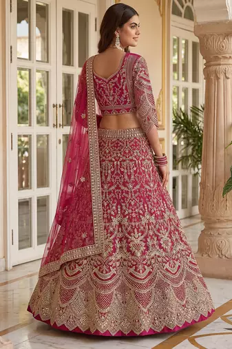 RANI PINK COLOUR Sequins & Cording Embroidered Butterfly Net Lehenga Choli Set