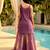Mauve colour fendy satin embroidered kurta pant set with dupatta