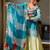 Aqua blue colour satin silk embroidered kurti gharara set with printed tebby dupatta