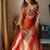 Orange colour satin silk embroidered kurti gharara set with printed tebby dupatta
