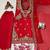 Red colour premium chinon embroidered kurti pant set with dupatta