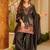 Black printed roman fabric salwar suit set with matching dupatta