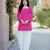 Pink bandhej print cotton top with farshi pant set