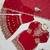 Red colour premium faux georgette embroidered sharara suit set