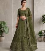 Green sequin wedding Lehenga choli with dupatta