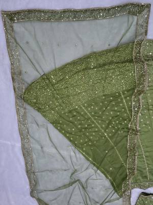 Green sequin wedding Lehenga choli with dupatta 7