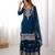 Teal blue colour premium faux georgette embroidered sharara suit set