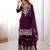 Wine colour premium faux georgette embroidered sharara suit set