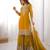 Yellow premium faux georgette embroidered sharara suit set