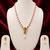 Pearl and Red Coral Beaded Necklace Set with Gold-Tone Pendant, Drop Earrings, Traditional Indian Style