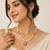 Pearl Beaded Necklace and Earrings Set, White, Gold-Toned Oval Pendant, Red and Black, Traditional Indian Jewellery