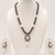 Freshwater Pearl Necklace Set, Single Line, Natural Real Pearls, Black and White, with Matching Earrings