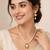 Pearl Beaded Necklace Set with CZ Round Pendant, White, Gold-Tone Accents, Earrings Included, Bridal Jewellery