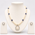 Pearl Beaded Necklace Set with Octagonal Pendant, Blue Stone Accents, Stud Earrings, White