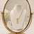 Pearl Necklace and Earring Set, White, Gold-Tone Twisted Pendant, Bridal Jewellery